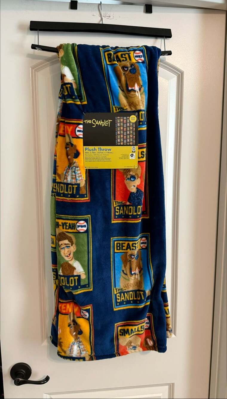 The Sandlot Movie Baseball Trading Card CharPlush Throw Blanket 50in x 70in